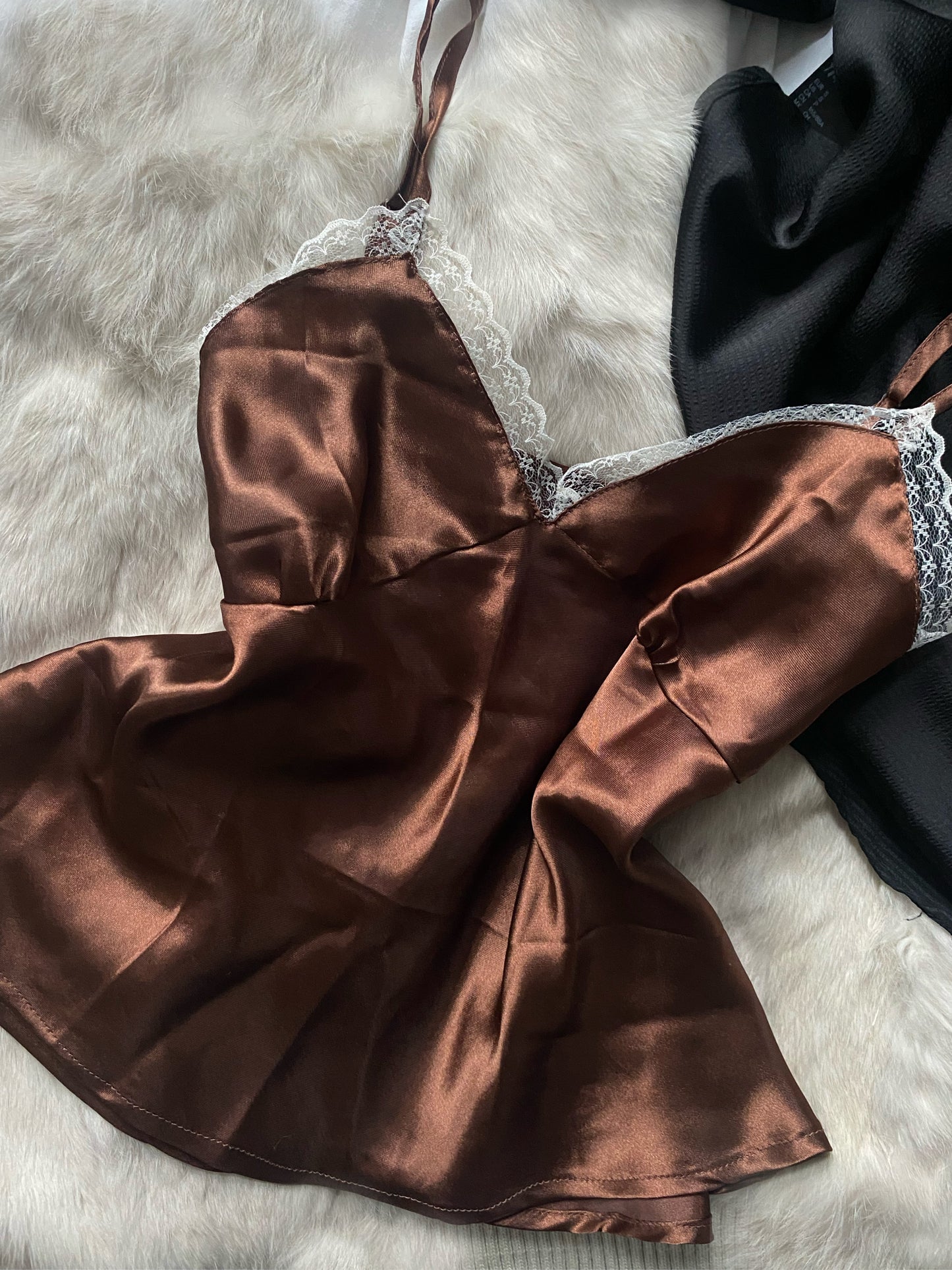 Vintage Top Satin Braun Größe L