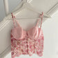 Rosa Corset Top Blümchen 80/85 B