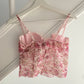 Rosa Corset Top Blümchen 80/85 B