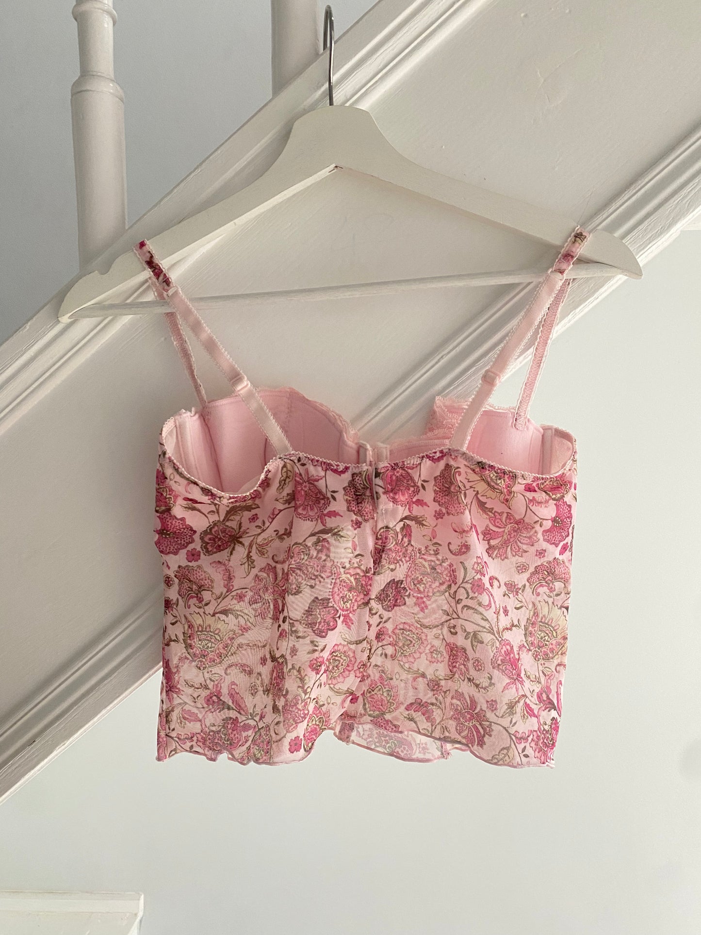 Rosa Corset Top Blümchen 80/85 B