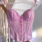 Corset Top rosa mit Blumen Stickerei 75C