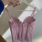 Corset Top rosa mit Blumen Stickerei 75C