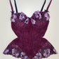 Bordeaux Korsett Top mit Blumen