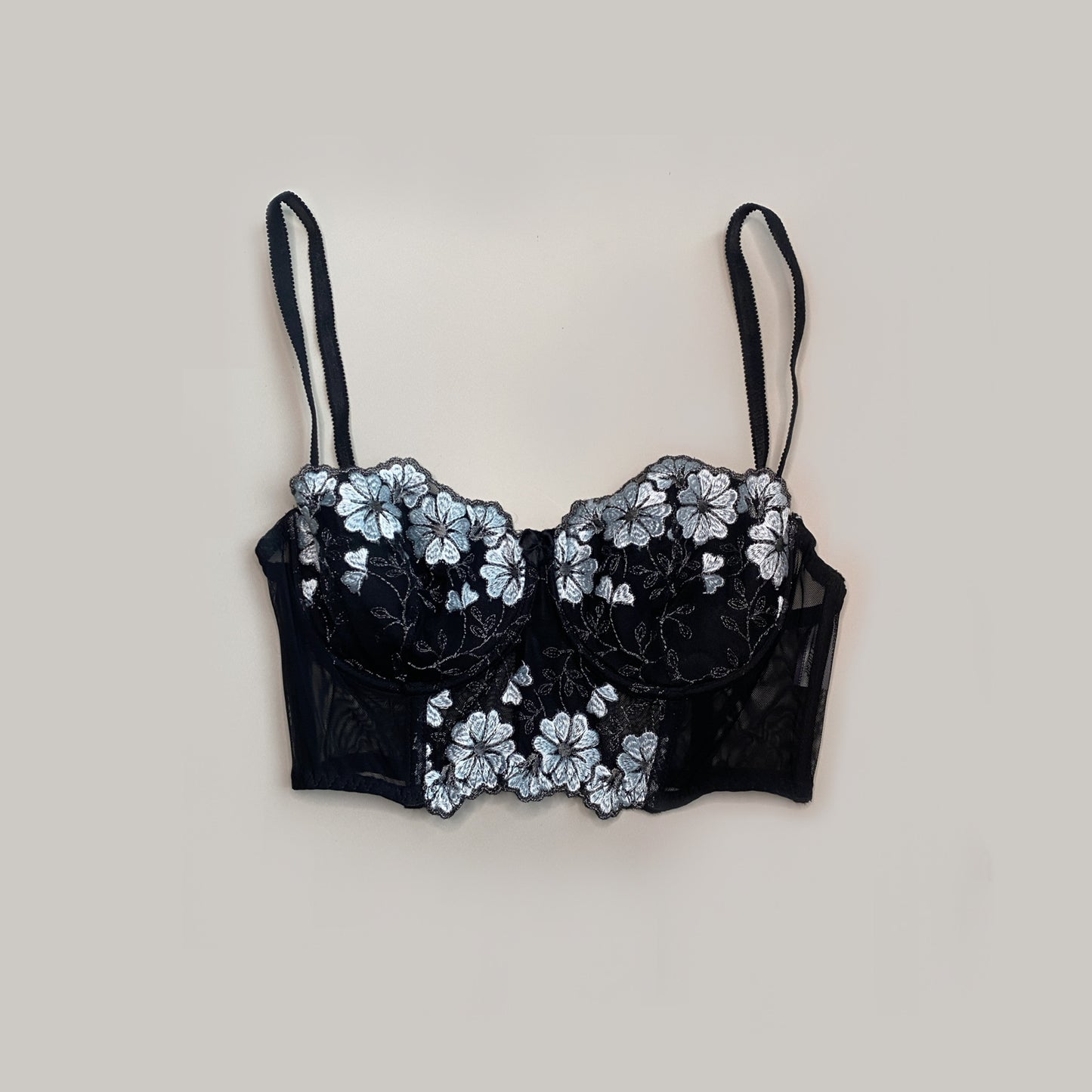 Kurzes Corset Top mit Blumen 75B