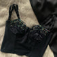 Vintage Korsett Schwarz mit Pailetten 75B
