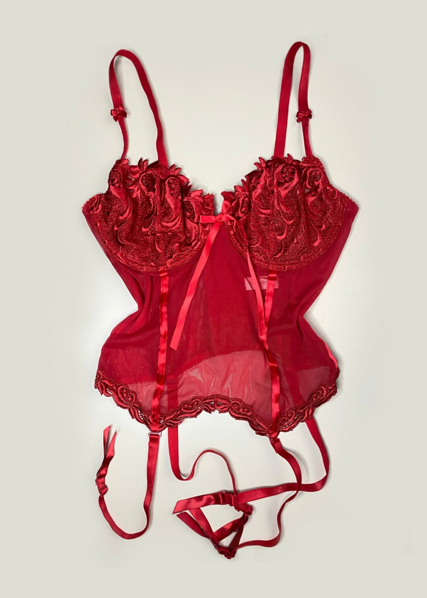Rotes Corset Top mit Stickerei (85C)