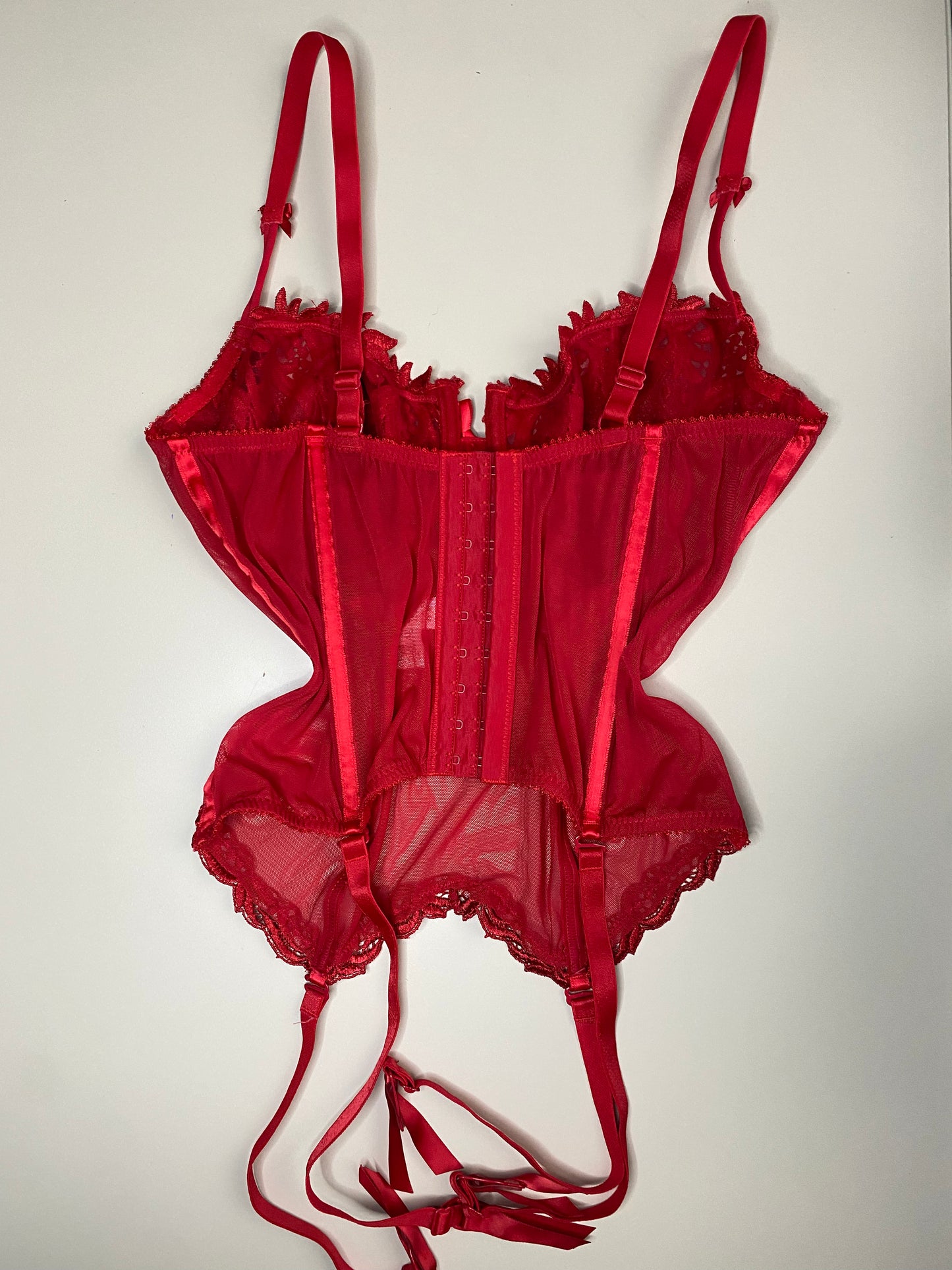 Rotes Corset Top mit Stickerei (85C)