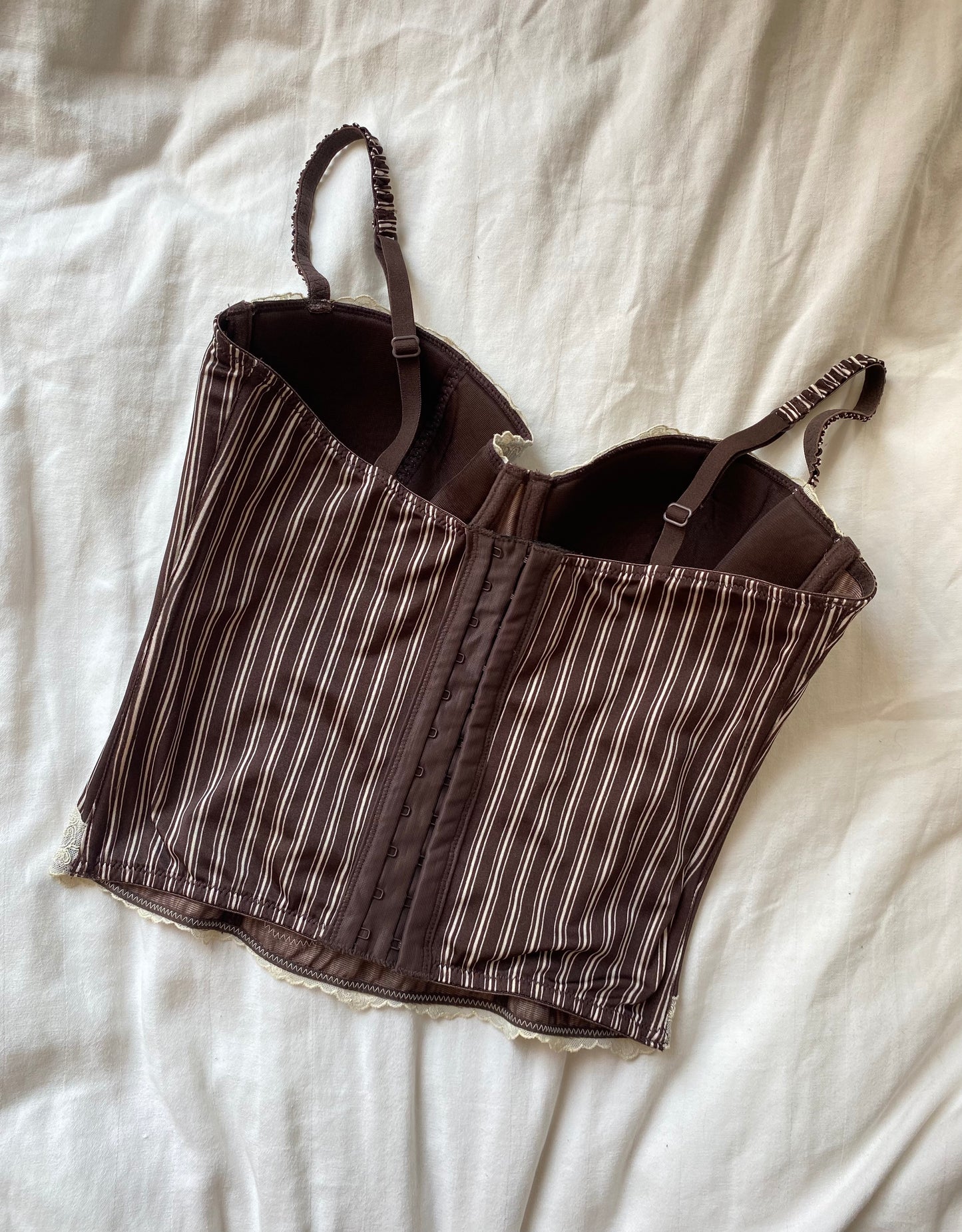 Vintage Korsett Braun mit Nadelstreifen 85B