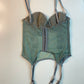 Vintage Corset Top in Grün mit Stickereien 75B