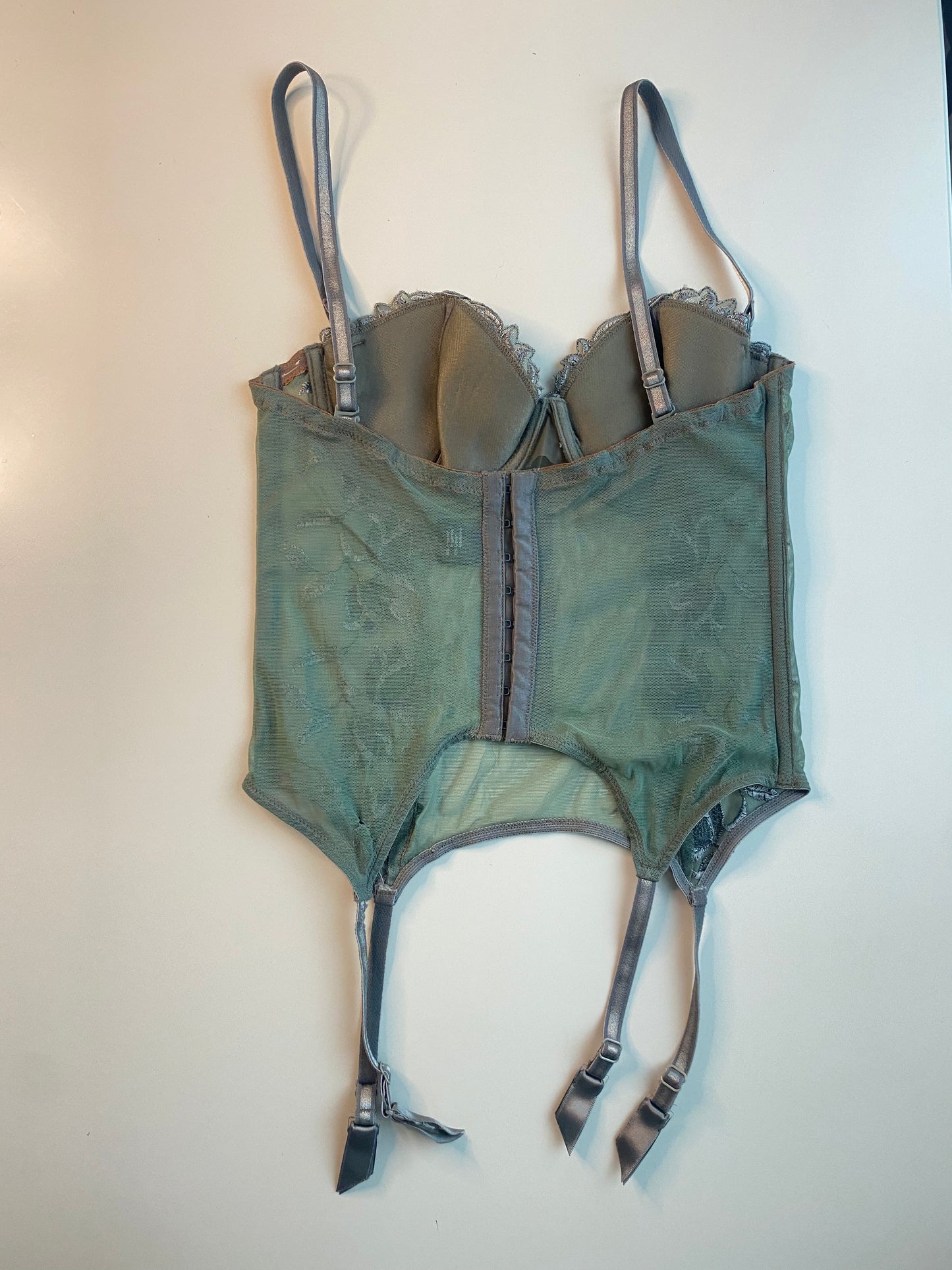 Vintage Corset Top in Grün mit Stickereien 75B