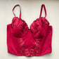 Rotes Corset Top mit Stickerei 85C