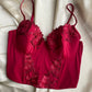 Rotes Corset Top mit Stickerei 85C