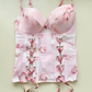 Rosa Korsett mit Blumen Print  (75C)