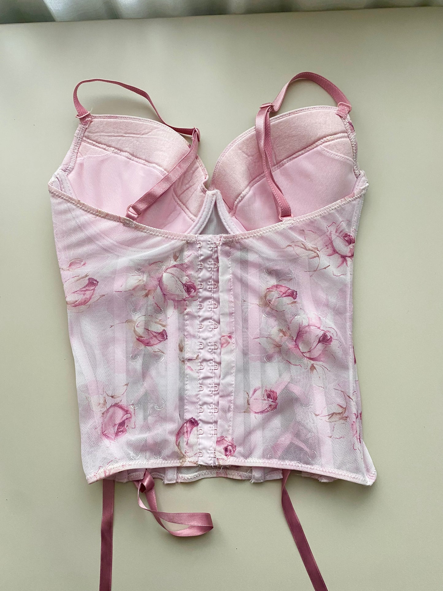 Rosa Korsett mit Blumen Print  (75C)