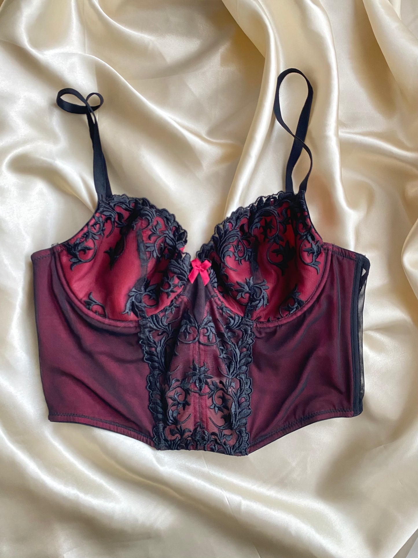Kurzes Corset Top Dunkelrot 80-85B