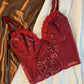 Vintage Korsett Rot mit Blumen 75B