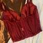 Vintage Korsett Rot mit Blumen 75B