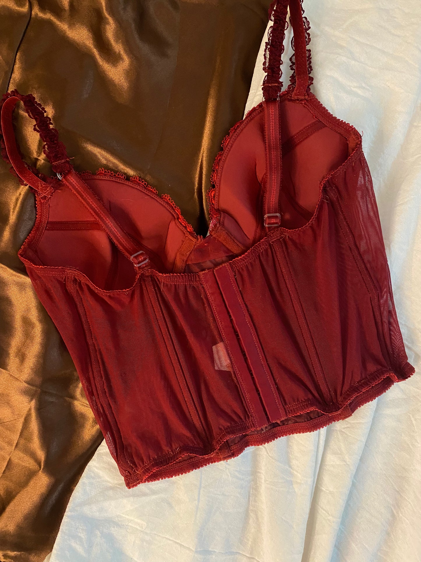 Vintage Korsett Rot mit Blumen 75B