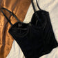 Vintage Korsett Schwarz Samt 75 A
