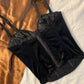 Vintage Korsett Schwarz Samt 75 A