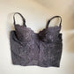 Graues Corset Top mit Stickereien  75B