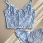 Vintage Corset Babyblau aus Spitze 75C