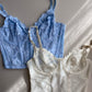 Vintage Corset Babyblau aus Spitze 75C