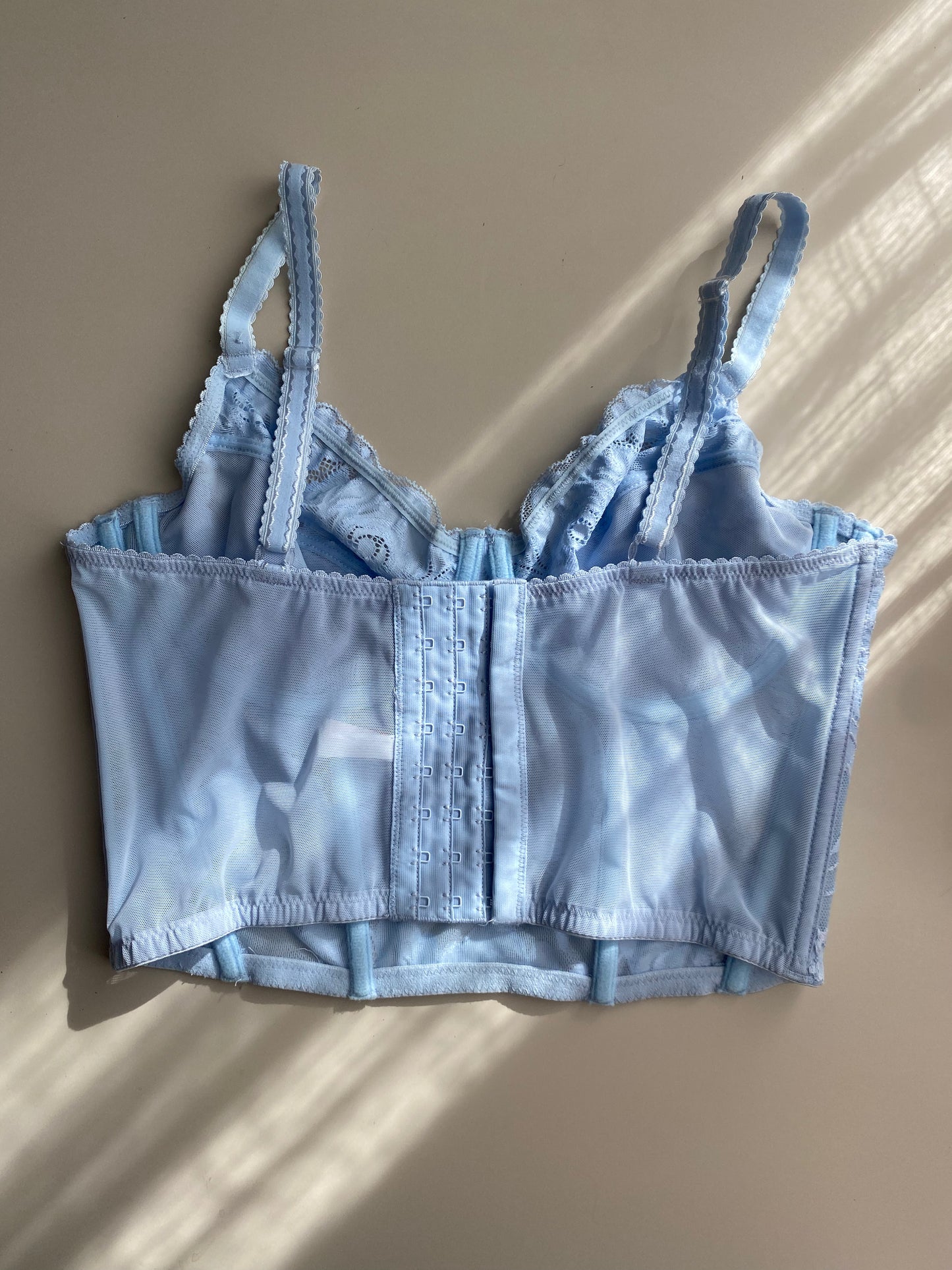 Vintage Corset Babyblau aus Spitze 75C