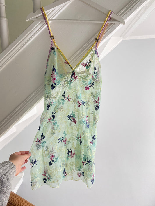 Buntes Negligé aus Spitze mit Blumen Stickerei (L)